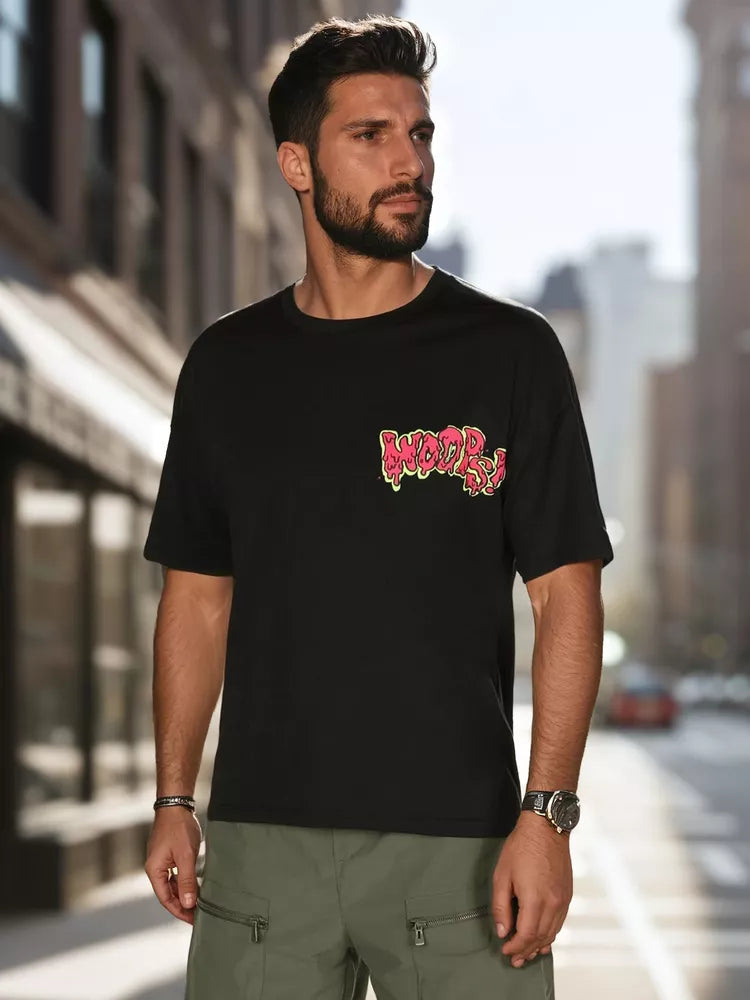 Men's black T-shirt Woops