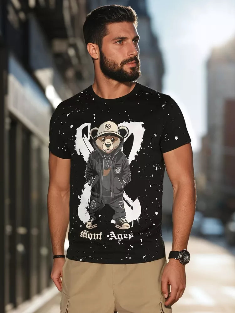 Men's black T-shirt with Ages print 