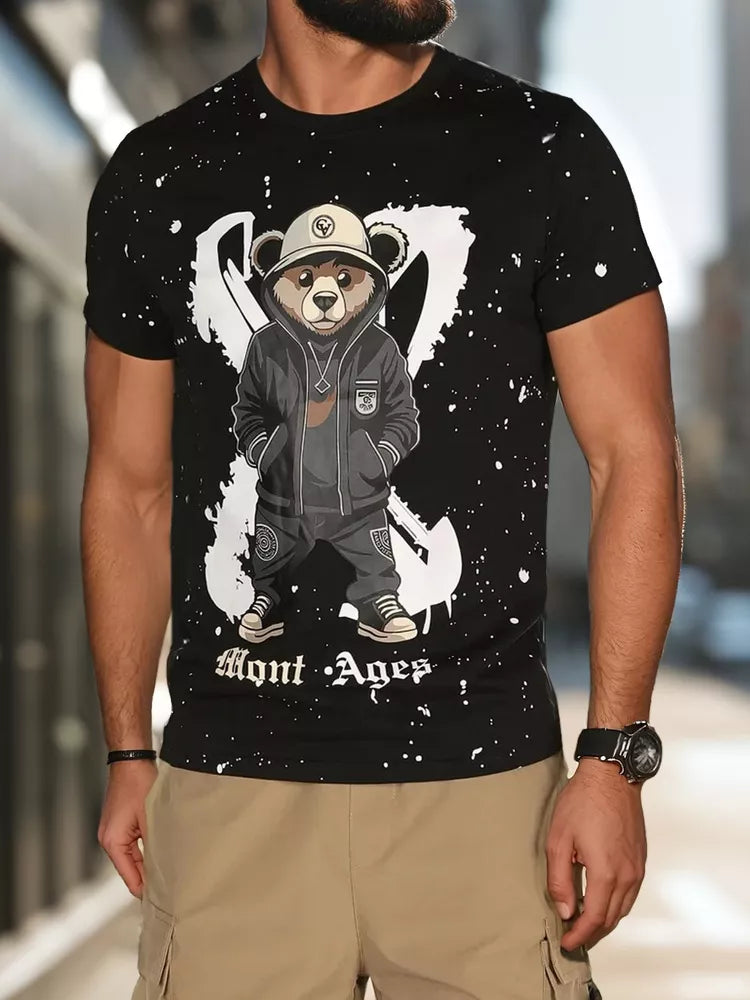 Men's black T-shirt with Ages print 