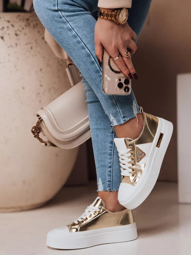 Women's gold sneakers Trendy