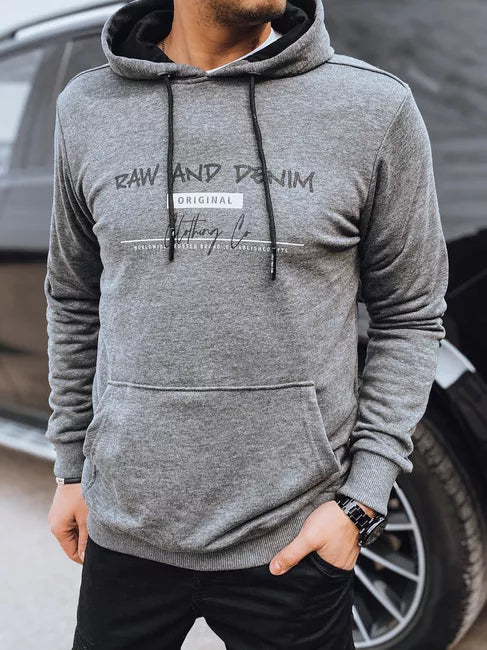 Men's grey denim hoodie
