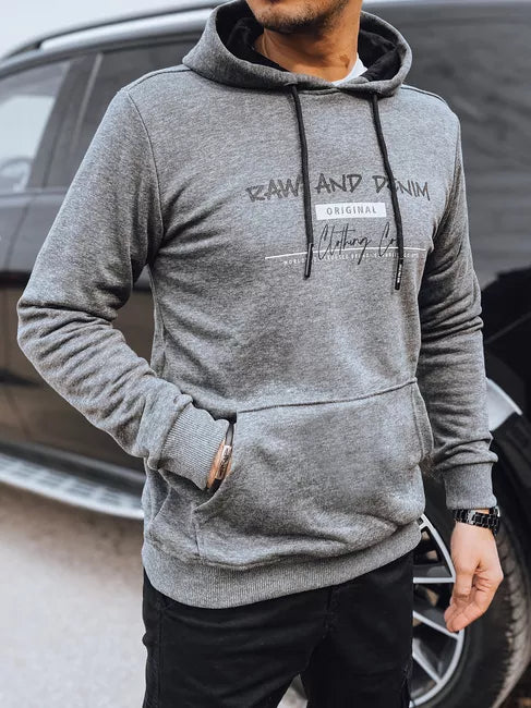 Men's grey denim hoodie