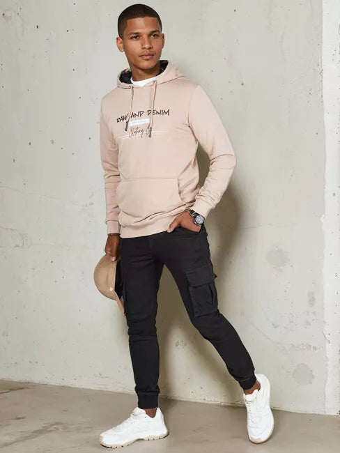 Men's brown denim hoodie