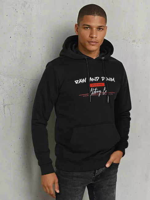 Men's black denim hoodie