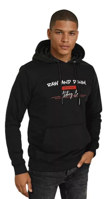 Men's black denim hoodie