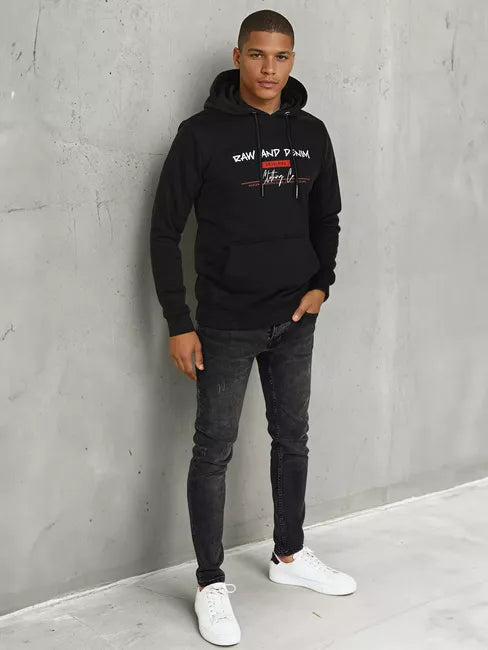 Men's black denim hoodie