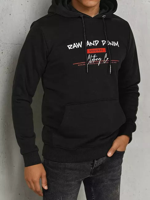 Men's black denim hoodie