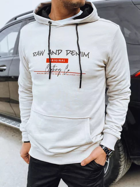 Men's light gray denim hoodie
