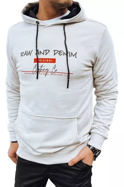 Men's light gray denim hoodie