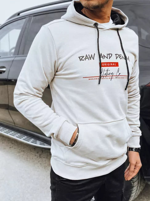 Men's light gray denim hoodie