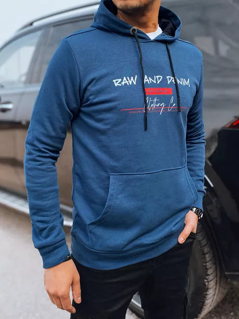 Men's blue denim hoodie