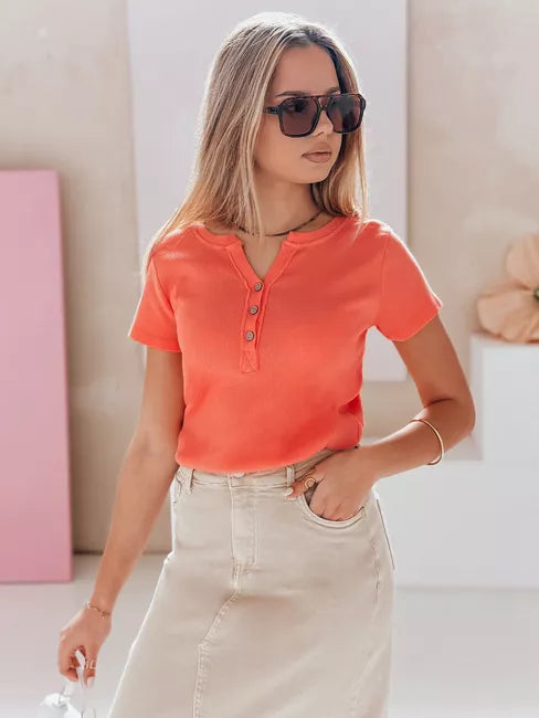 Women's coral-colored T-shirt Elin
