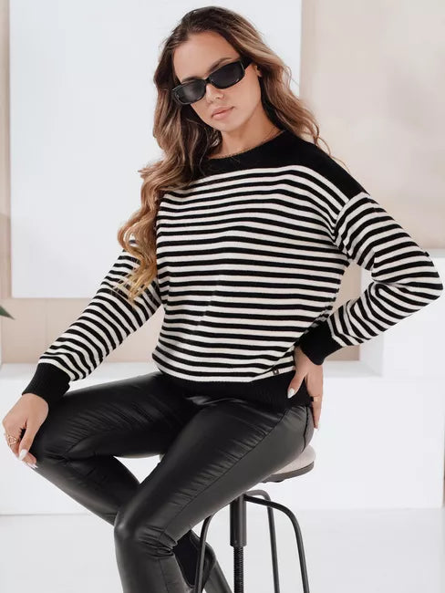 Women's black striped sweater Elvara