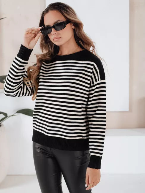 Women's black striped sweater Elvara