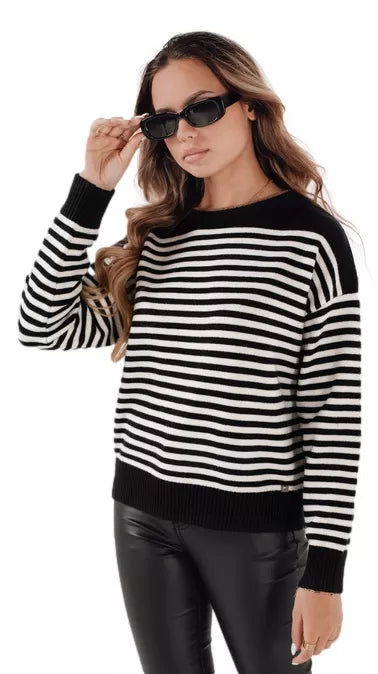 Women's black striped sweater Elvara