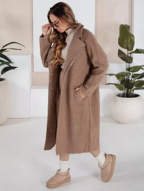 Women's brown long sheepskin coat Tomson