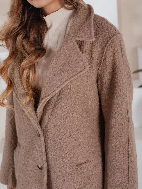 Women's brown long sheepskin coat Tomson