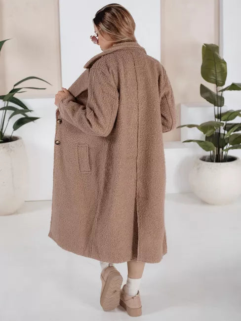 Women's brown long sheepskin coat Tomson