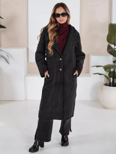 Women's black long sheepskin coat Tomson