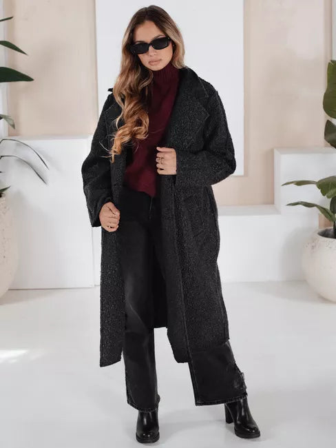 Women's black long sheepskin coat Tomson