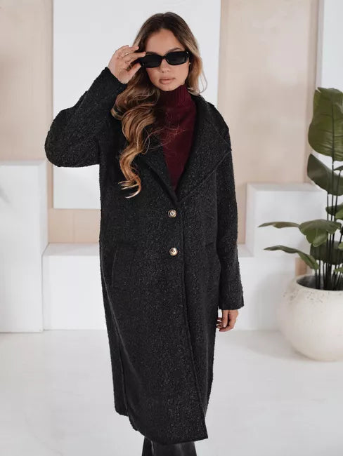 Women's black long sheepskin coat Tomson
