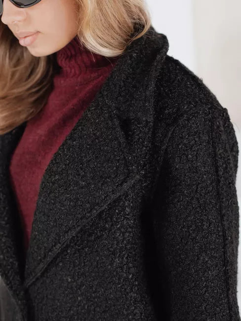 Women's black long sheepskin coat Tomson