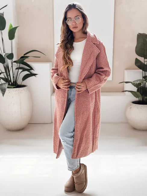 Women's pink long sheepskin coat Tomson