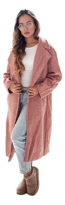 Women's pink long sheepskin coat Tomson