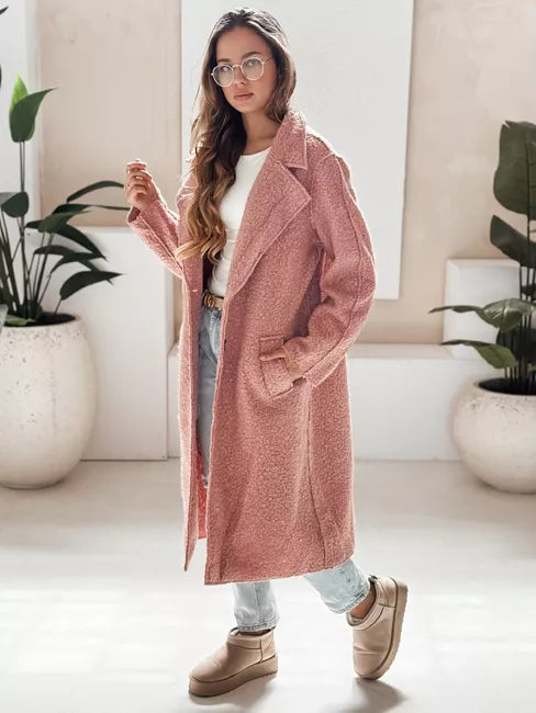 Women's pink long sheepskin coat Tomson