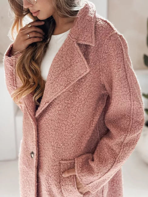 Women's pink long sheepskin coat Tomson