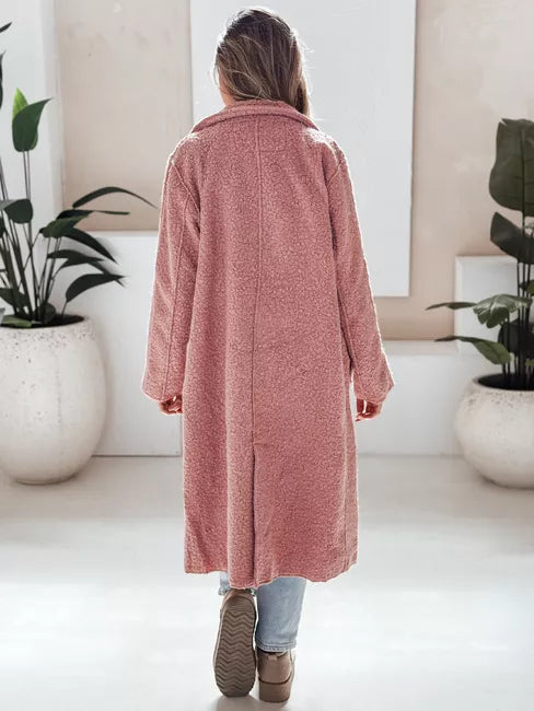 Women's pink long sheepskin coat Tomson