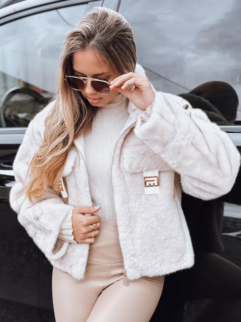 Women's white short fur coat Ariel