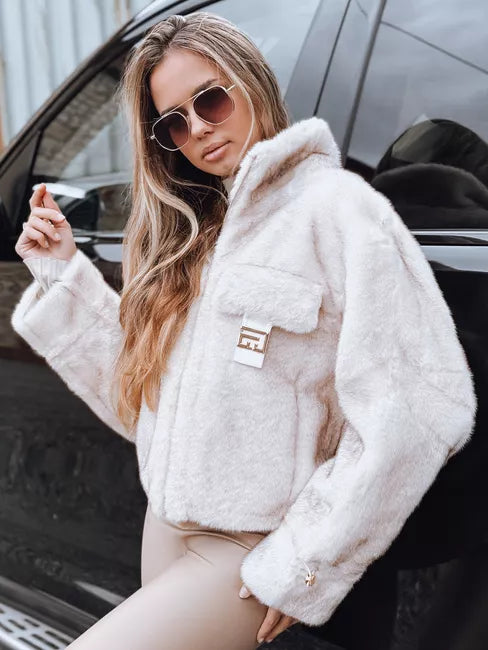 Women's white short fur coat Ariel