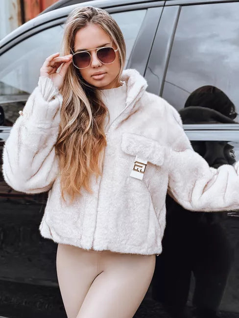 Women's white short fur coat Ariel