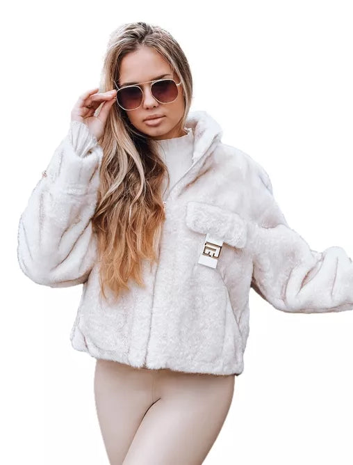 Women's white short fur coat Ariel