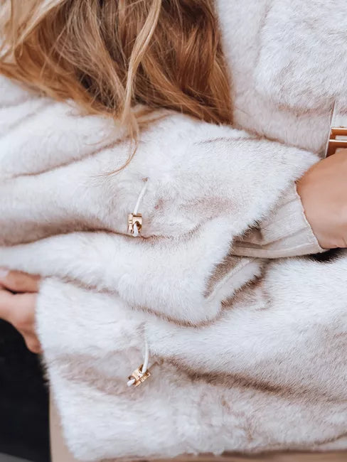 Women's white short fur coat Ariel