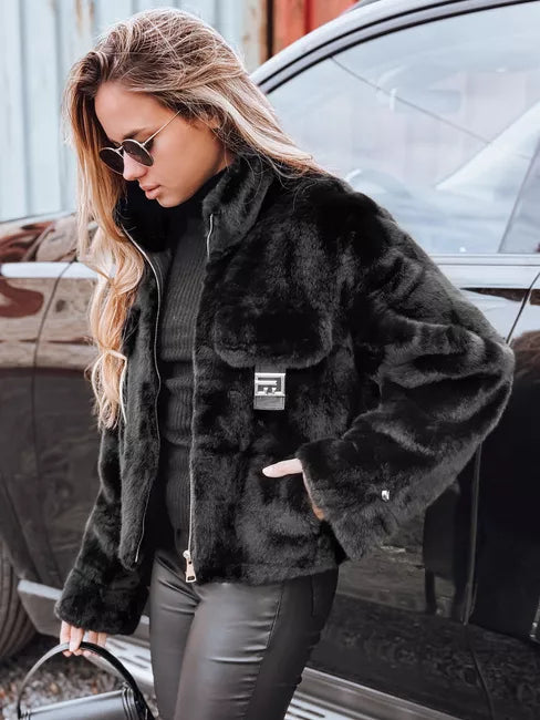 Women's black short fur coat Ariel