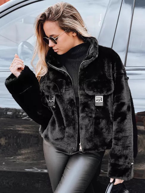Women's black short fur coat Ariel
