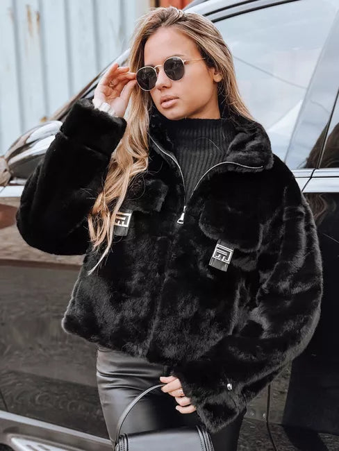 Women's black short fur coat Ariel