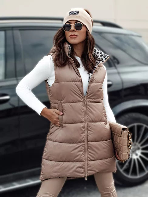 Women's brown reversible vest Elegancio