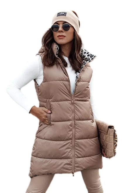 Women's brown reversible vest Elegancio