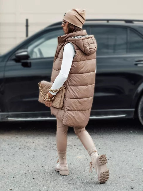 Women's brown reversible vest Elegancio