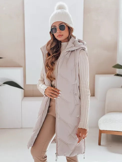 Women's brown long vest Lino