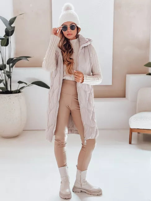 Women's brown long vest Lino