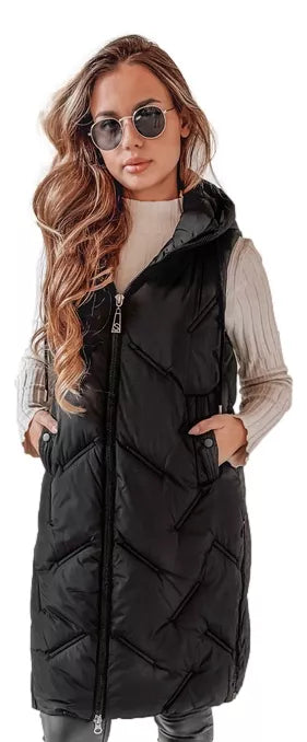 Women's black long vest Lino