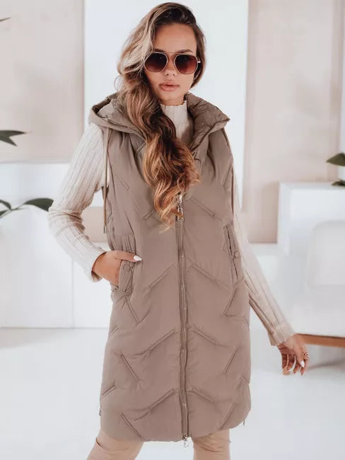 Women's dark brown long vest Lino