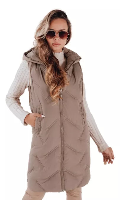 Women's dark brown long vest Lino