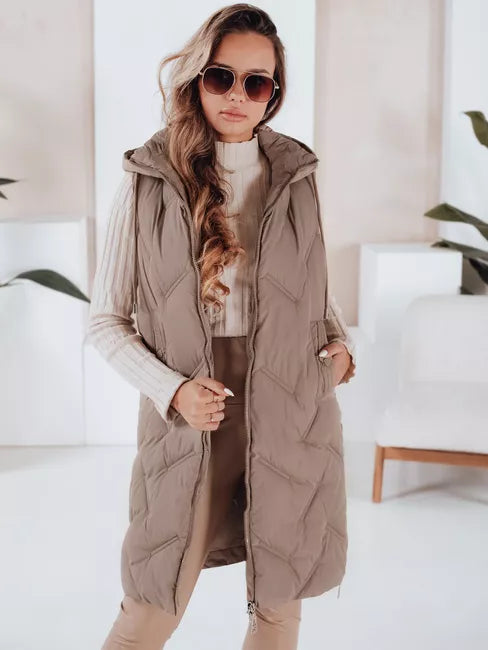 Women's dark brown long vest Lino