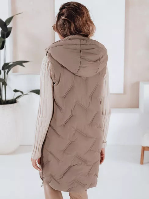 Women's dark brown long vest Lino