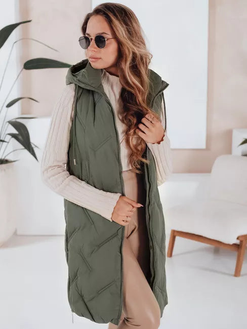 Women's green long vest Lino